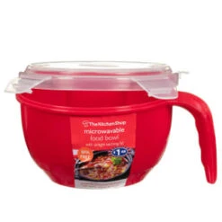 B&M Microwavable Food Bowl With Handle -Kitchen Products Store 304743 Microwavable Food Bowl with Handle red1