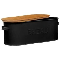 B&M The Organised Kitchen Bread Bin - Black -Kitchen Products Store 334654 russell hobbs oval bread bin with wooden lid grey 71