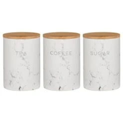B&M Marble Effect Kitchen Canisters 3pc -Kitchen Products Store 356820 storage canisters marble effect tea coffee sugar