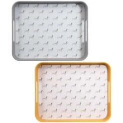 B&M Sausage Dog Bamboo Tray With Handles - Ochre -Kitchen Products Store 369483 sausage dog printed bamboo tray with handles ochre