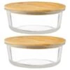 B&M Round Glass Food Containers With Bamboo Lid 2pk 1 B&M Round Glass Food Containers With Bamboo Lid 2pk -Kitchen Products Store 376822 2 round glass food containers 2
