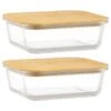 B&M Rectangular Glass Food Containers With Bamboo Lids 2pk -Kitchen Products Store 376824 2pk regular glass food containers 4