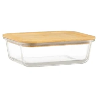 B&M Rectangular Glass Food Container With Bamboo Lid 3 B&M Rectangular Glass Food Container With Bamboo Lid
