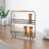 B&M Two Tier Spice Rack With Wooden Handle -Kitchen Products Store 380166 two tier spice rack with wooden handle