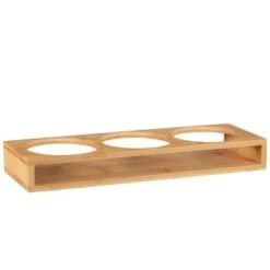 B&M Natural Home Glass Jars In Bamboo Stand 3pk -Kitchen Products Store 380530 3pk natural home glass jars in bamboo stand 5