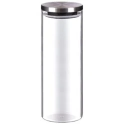 B&M Large Glass Cannister With Stainless Steel Lid