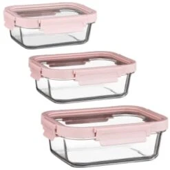 B&M Pink Glass Food Container - Small 7 B&M Pink Glass Food Container - Small -Kitchen Products Store 380659 380660 380661 glass food container pink large 2