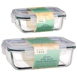 B&M Small Eco Glass Clip Lock Food Container -Kitchen Products Store 388506 388507 glass clip lock food container group 2 1