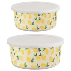 B&M Round Tubs 2pk - Lemons -Kitchen Products Store 392928 2pk reuse and repurpose round tubs lemon 6