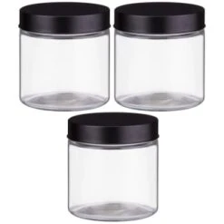 Set Of 3 Jars With Black Lids -Kitchen Products Store 394387 set 3 jars with black lids 2